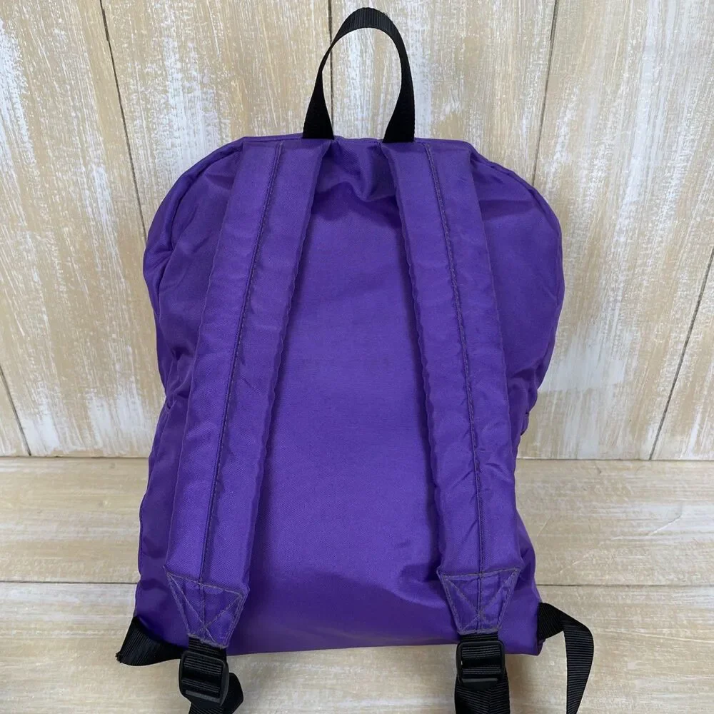 Vintage 90’s LL Bean Youth Backpack Purple w/Embroidered Moose Reflective Strip